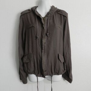 American Rag Cie lightweight bomber style hooded long sleeve jacket, mocha brn